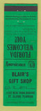 Matchbook Cover - Blair's Gift Shop St Cloud FL Perkins Americana GREEN