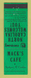 Matchbook Cover - Mack's Cafe Southport NC Perkins Americana GREEN