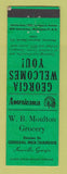 Matchbook Cover - WB Moulton Grocery Knoxville GA Perkins Americana GREEN