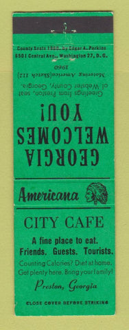 Matchbook Cover - City Cafe Preston GA Perkins Americana GREEN