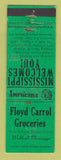 Matchbook Cover - Floyd Carrol Grocery Walthall MS WEAR Perkins Americana GREEN
