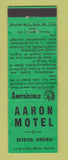 Matchbook Cover - Aaron Motel Boydton VA Perkins Americana GREEN