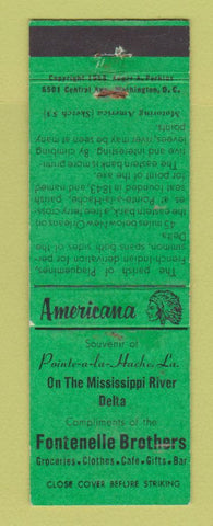 Matchbook Cover Fontenelle Grocery Pointe a la Hache LA Perkins Americana GREEN