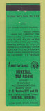 Matchbook Cover - Mineral Tea Room Mineral VA Perkins Americana GREEN