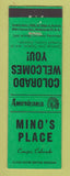 Matchbook Cover - Mino's Place Conejos Colorado Perkins Americana GREEN