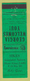 Matchbook Cover - Sikes Insurance Butler GA Perkins Americana GREEN