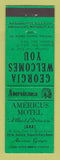 Matchbook Cover - Americus Motel GA Perkins Americana GREEN