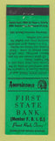Matchbook Cover - First State Bank Paint Rock TX Perkins Americana GREEN