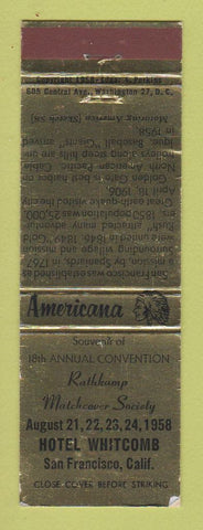 Matchbook Cover - RMS Convention San Francisco CA 1958 Perkins Americana