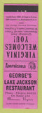 Matchbook Cover - Jackson Lake Restaurant Manassas VA Perkins Americana PINK