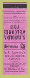 Matchbook Cover - Lowrey Texaco oil gas St Matthews SC Perkins Americana PINK
