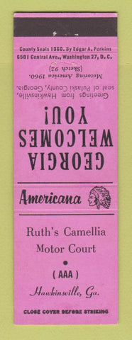 Matchbook Cover - Camellia Motor Court Hawkinsville GA Perkins Americana PINK