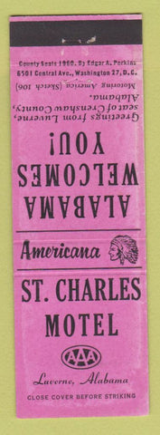 Matchbook Cover - St Charles Motel Luverne AL Perkins Americana PINK