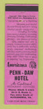 Matchbook Cover - Penn Daw Hotel Alexandria VA Perkins Americana PINK