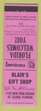 Matchbook Cover - Blair's Gift Shop St Cloud FL Perkins Americana PINK