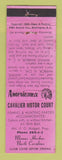 Matchbook Cover - Cavalier Motor Court Manns Harbor NC Perkins Americana PINK