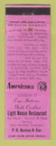 Matchbook Cover - Light House Restaurant Cape Hatteras NC Perkins Americana PINK