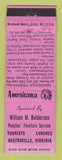 Matchbook Cover - Peoples' Fountain Heathsville VA WEAR Perkins Americana PINK