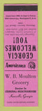 Matchbook Cover - WB Moulton Grocery Knoxville GA Perkins Americana PINK