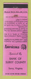 Matchbook Cover - Bank of Surry County VA Perkins Americana PINK