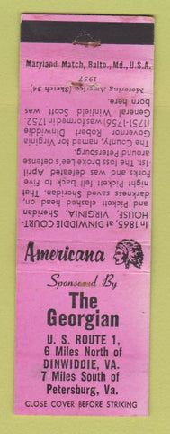 Matchbook Cover - Georgian Dinwiddie VA WORN Perkins Americana PINK