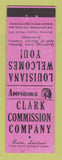 Matchbook Cover - Clark Commission Benton LA Perkins Americana PINK