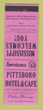 Matchbook Cover - Pittsboro Hotel Cafe MS Perkins Americana PINK