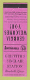 Matchbook Cover - Griffith's Sinclair gas Danielsville GA Perkins Americana PINK