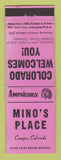 Matchbook Cover - Mino's Place Conejos Colorado Perkins Americana PINK