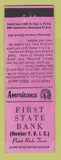 Matchbook Cover - First State Bank Paint Rock TX Perkins Americana PINK