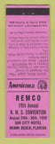 Matchbook Cover - REMCO Match Club RMS 1959 Miami Beach Perkins Americana PINK