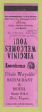 Matchbook Cover - Dixie Wayside Restaurant Dixie VA WEAR Perkins Americana PINK