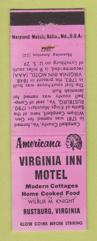 Matchbook Cover - Virginia Inn Rustburg VA Perkins Americana PINK