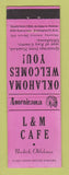 Matchbook Cover - L&M Cafe Newkirk OK Perkins Americana PINK