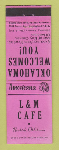 Matchbook Cover - L&M Cafe Newkirk OK Perkins Americana PINK