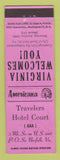 Matchbook Cover - Travelers Hotel Court Norfolk VA Perkins Americana PINK