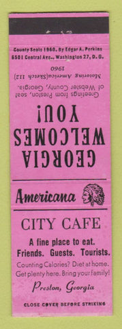Matchbook Cover - City Cafe Preston GA Perkins Americana PINK