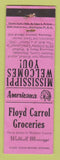 Matchbook Cover - Floyd Carrol Grocery Walthall MS WEAR Perkins Americana PINK