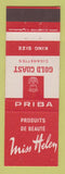 Matchbook Cover - Miss Helen Beauty Products Golt Coast Cigarettes Belgium