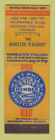 Matchbook Cover - Joseph Setzman Real Estate West Philadelphia PA