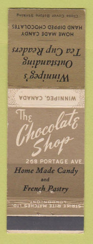 Matchbook Cover - The Chocolate Shop Winnipeg MB