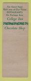 Matchbook Cover - The Chocolate Shop Winnipeg MB