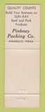 Matchbook Cover - Sun Ray Hams Bacon Pinkney Meat Packing Amarillo TX