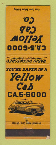 Matchbook Cover - Yellow Cab Taxi WORN BACK