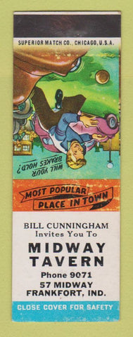 Matchbook Cover - Midway Tavern Frankfot IN SAMPLE WORN BACK