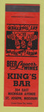 Matchbook Cover - King's Bar St Joseph MO SAMPLE WORN BACK