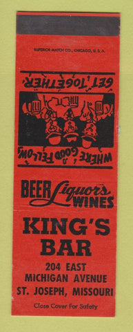 Matchbook Cover - King's Bar St Joseph MO SAMPLE WORN BACK
