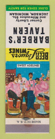 Matchbook Cover - Barber's Tavern Jackson MI SAMPLE WORN BACK