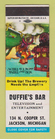 Matchbook Cover - Duffie's Bar Jackson MI SAMPLE WORN BACK