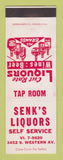 Matchbook Cover - Senk's Liquors SAMPLE WORN BACK